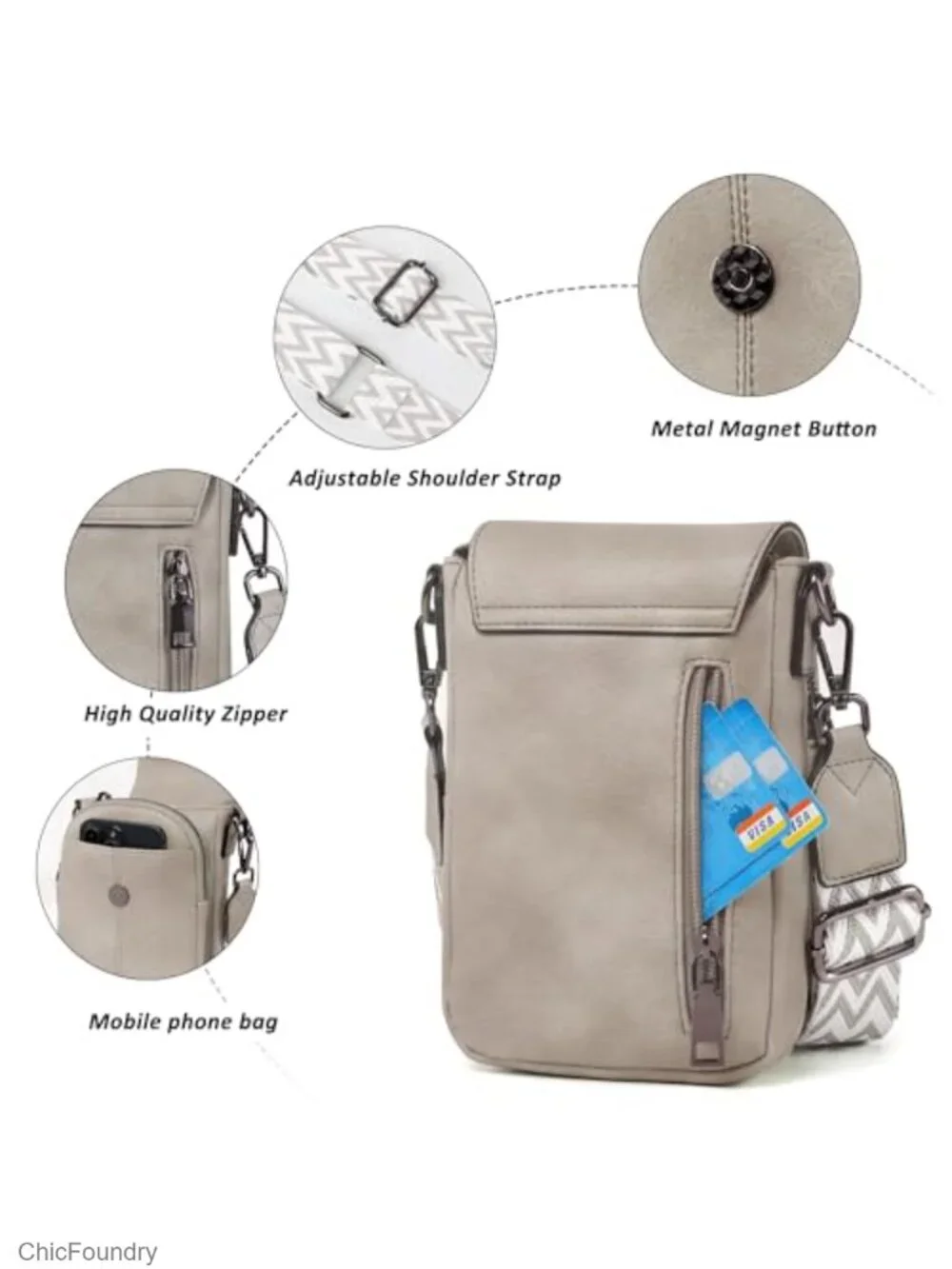 Small Crossbody Bag with Card Slots, RFID Blocking, Vegan Leather Phone Purse